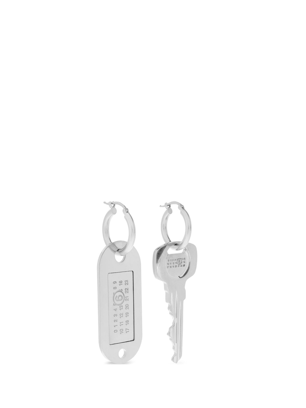 tag and key earrings unisex silver colored - MM6 MAISON
